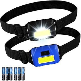 SerDa-Run 2 Pack Led Headlamp Flashlight for Adults and Kids, 1.1oz/31g COB Flood Light Ultra Bright Head Lamp with 3 Modes, Waterproof Work Headlight for Family Camping Running Reading