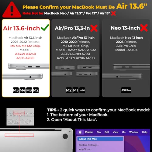 MacBook Air 13,6 inch hoes 2022-2026, ultra dun, krasbestendig, matte textuur, hardcase A3449 A3240 A3113 A2681 - Afbeelding 4