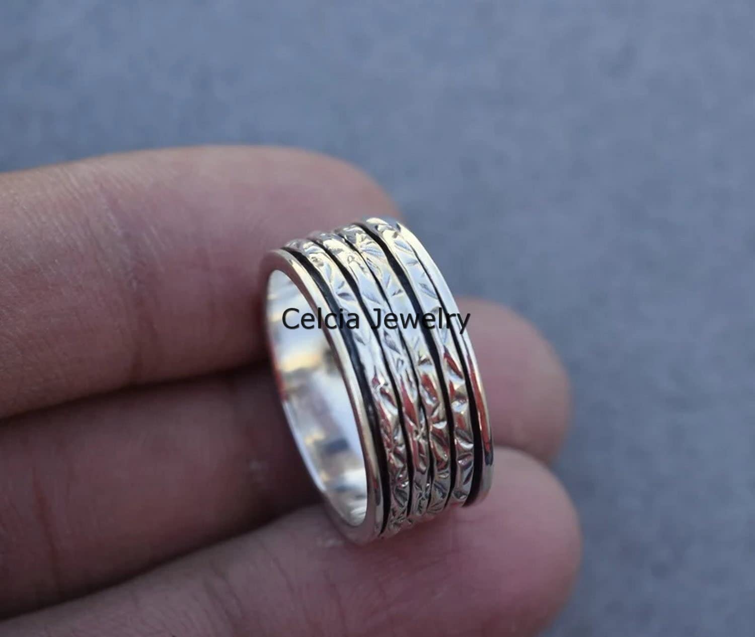 Anillo giratorio de plata de ley 925 con forma de círculo para meditación, delicado, para hacer una propuesta de compromiso (talla 7 de EE. UU.)