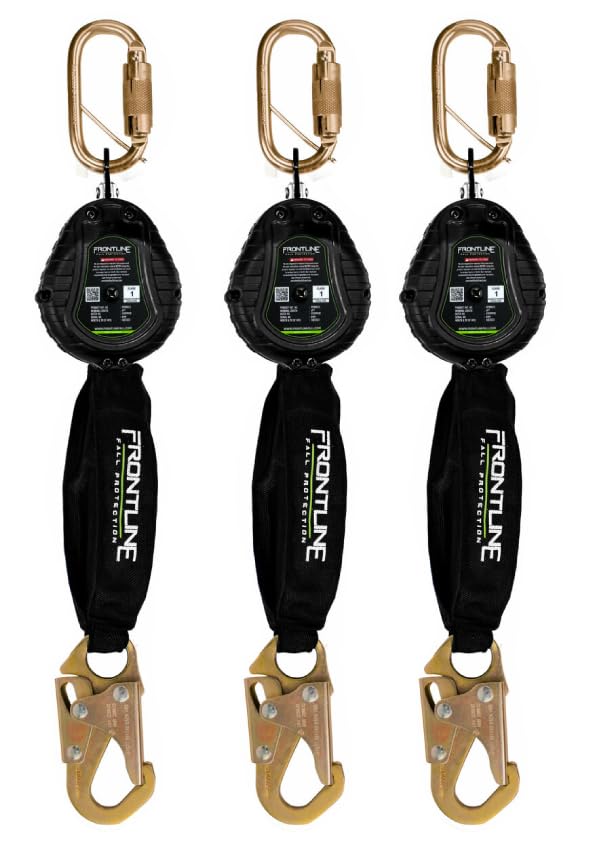 Frontline RPW061S 6' Web SRL with Steel Snap Hook | Pocket-Sized Design | Lightweight &amp; Durable | High-Strength Webbing | Quick-Action Braking | 310 lbs Capacity | ANSI &amp; OSHA Compliant (3 Pack)
