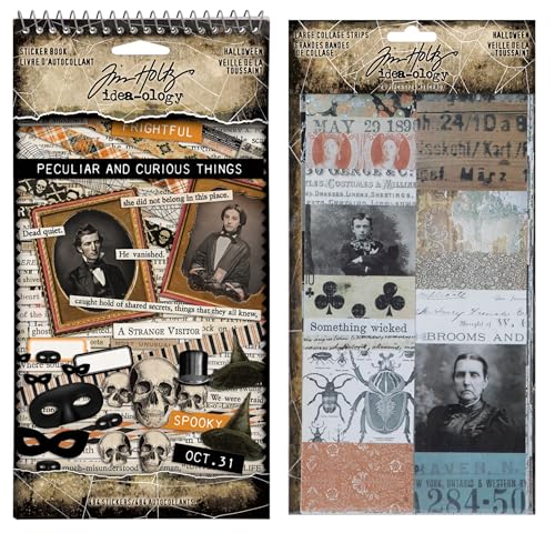 Tim Holtz 2025 Halloween 484 Piece Idea-Ology Sticker Book & 24 Large Collage Strips