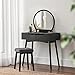 VASAGLE Vanity Table, Makeup Vanity Desk with Rounded Mirror, 2 Drawers, Vanity Set with Upholstered Stool, for Bathroom, Bedroom, Black URDT11BK