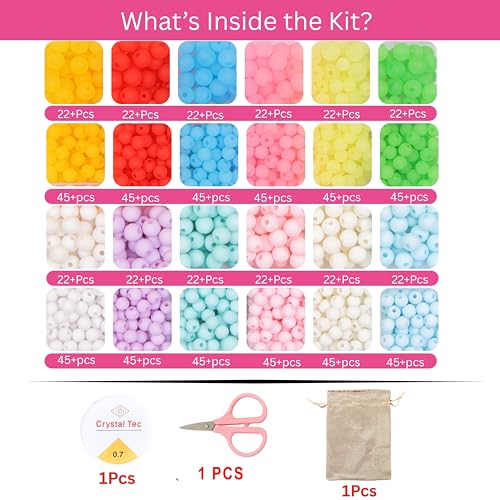 Image of ambitieux DIY Bracelet Making Set for Kids - 24 Colorful 800+ Beads, 10m Elastic Thread, Jute Bag, and Cutter - Gift for Girls Birthday for 5-12 Years