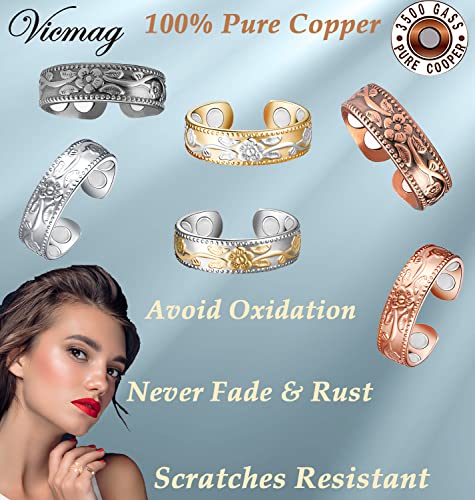 Vicmag Copper Magnetic Ring For Women, Lymphatic Drainage Ring Ladies Fingers Thumb 100% Solid Pure Copper Jewelry Gift #TOP2