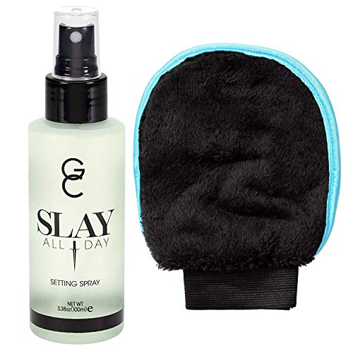 GC Make Up Setting Spray - Gerard Cosmetics Slay All Day Green Tea - OIL CONTROL Spray - 3.38oz (100ml) Comes With Whole Life Exfoliating Glove