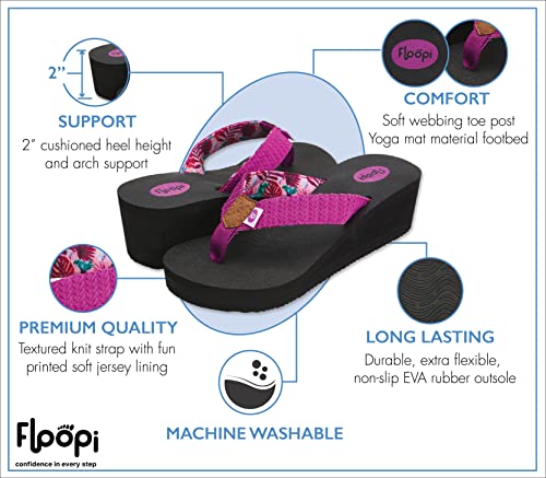 Floopi High Heel Wedge Sandals for Women-Comfort Yoga Mat Footbed for Support, Flip Flop Thong Platforms for Summer2