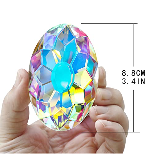 YU FENG AB Coating Hanging Window Crystal Prism Suncatcher Rainbow Maker Glass Hanging Pendant Ornaments for Home Garden Decoration (89mm,3.5inch) - Image 2