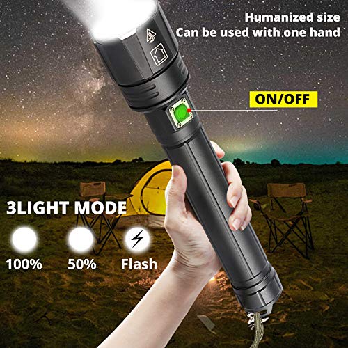 Torcia Da 18650 Resistente Torcia LED Super Potente - 1200000 LM Ricaricabile USB, Impermeabile IP44, Tattica E Portatile LUCE Led Targa