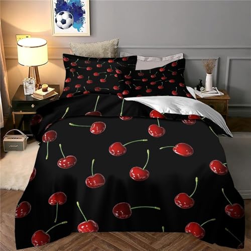 Housse de couette avec fermeture éclair résistante motif cerise single - 6
