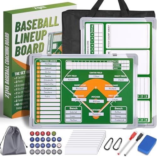 ZPU Magnetic Baseball Lineup Board with Markers & Storage