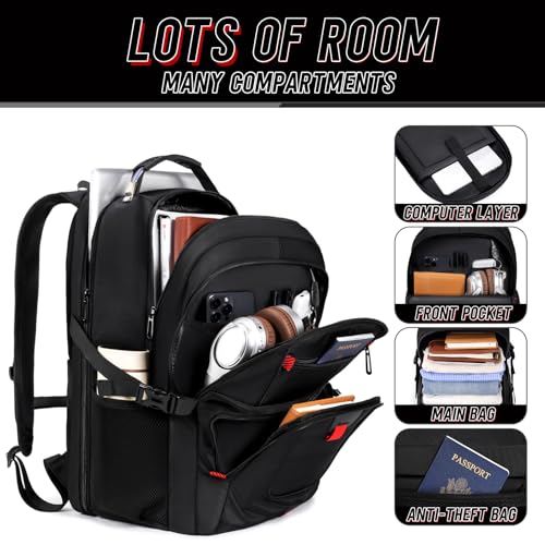 Image of Z-MGKISS 18.4 Large Travel Backpack, USB Computer Bagpack Fits 18.4 Inch Laptop, Business Backpack for Men, TSA Flight Approved, Laptop Backpacks, Black