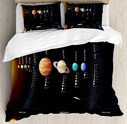 Ambesonne Outer Space Duvet Cover Set, Solar System Scientific Information...