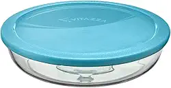 Assadeira Travessa Tigela Round Vidro Com Tampa Plástica 2,4 Litros