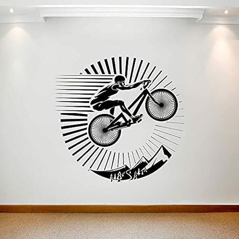 NSRJDSYT Mountain Bike Wall Decal Landscape Leap Sport Door Window Vinyl Stickers Bedroom Living Room Stadium Interior Decor Art 42x43cm Cover