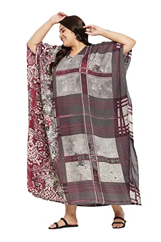 Image of Oussum Women Kaftan Plus Size Polyester Summer Lightweight Caftan Swimsuit Cover Ups Maxi African Mumu Lounge House Dress