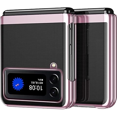 CCSmall Clear Case for Samsung Galaxy Z Flip4 5G, Luxury Plating Folding Sleeve Cover Slim Thin Hard PC Shockproof Protective Phone Cover Samsung Galaxy Z Flip 4 DD Rose Gold Cover