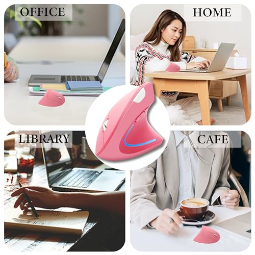Ratón inalámbrico vertical ergonómico óptico para mano derecha con botones silenciosos 3