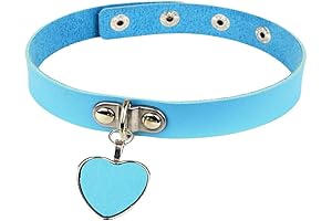 Fashionable Gothic Charm: Light Blue Heart Pendant Choker