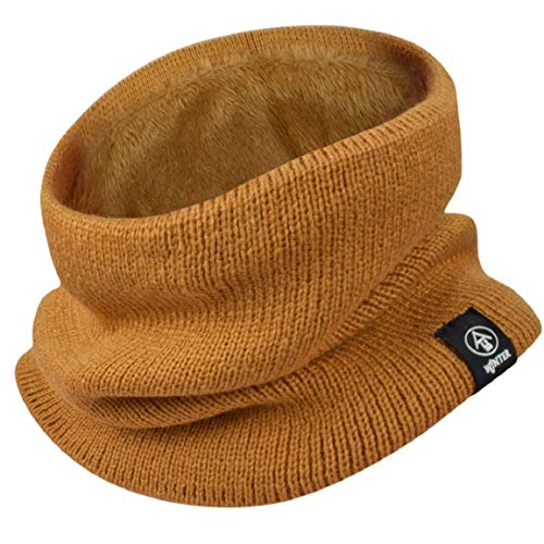 Yuson Girl Schlauchschal Damen Herren Winter Halsschlauch Dick Fleece Halswärmer Fleece Loop Schal Unisex Innenfutter Neckwarmer Multifunktionstuch Strickschal für Outdoor(Orange)