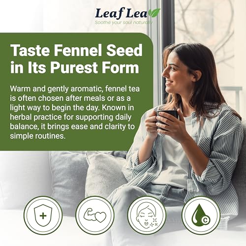 Image of LeafLea Fennel Tea Bags, Pure Fennel Seed Tea, Foil-Wrapped, Caffeine-Free