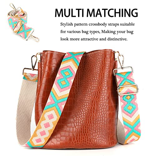 Image of Dsigo Purse Strap, 2 inch Wide Gold Buckle Embroidery Crossbody Shoulder Strap for Bag Handbag Canvas Bag Crossbody Bags