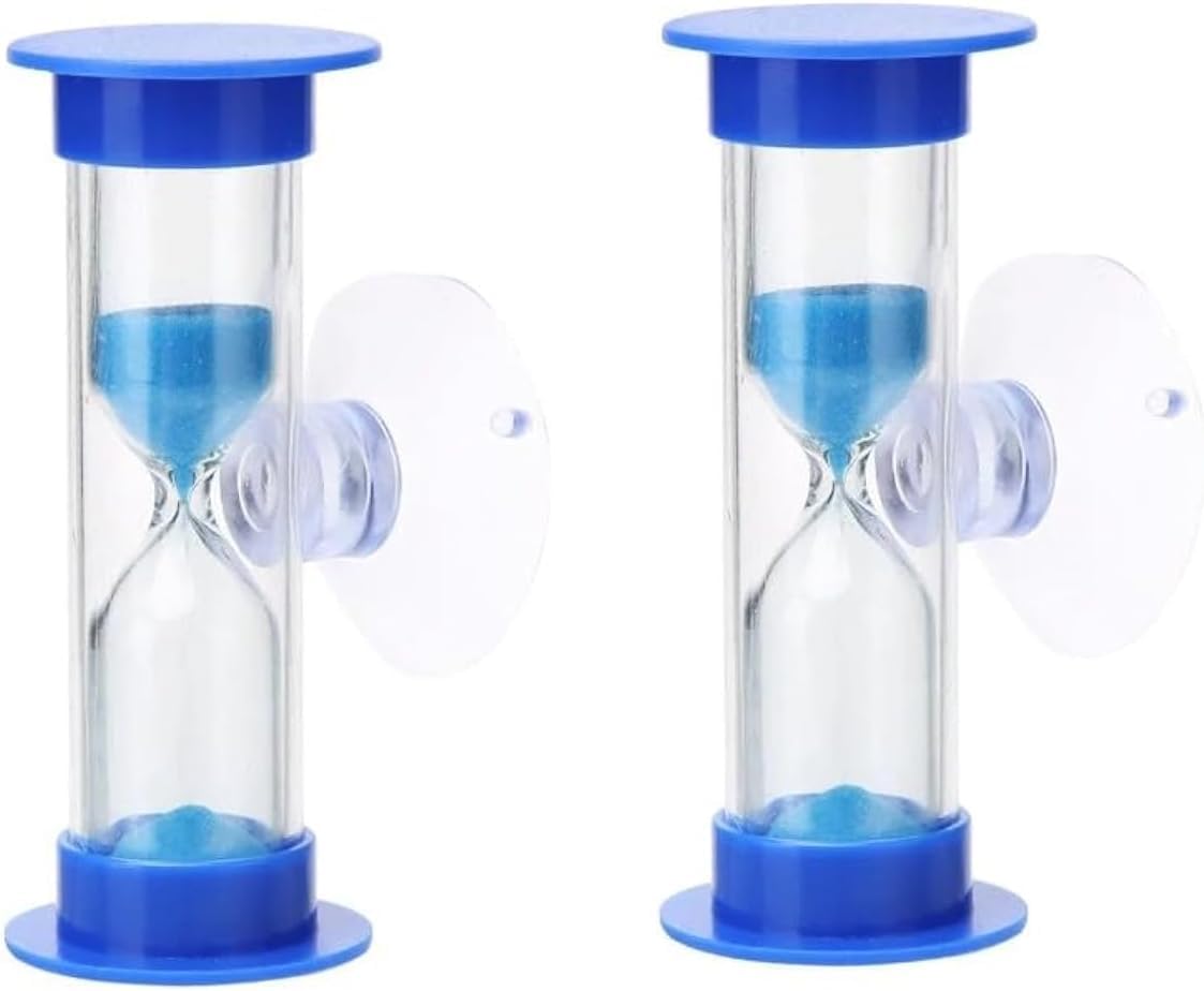 Pchnfei Blue 2 Pcs Toothbrush Timer For 2Mins Sand Clock Timers 2 Minute Sand Timer, Plastic Suction Cup Hourglass Sandglass Desktop Ornament Party Favors Timers