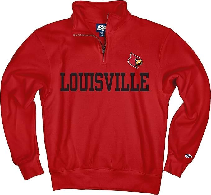 Blue 84 Men's Louisville Cardinals Quarter Zip Sweatshirt Team Color, Team Color, X-Large - Image 3