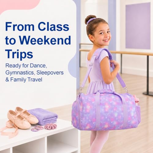 Image of Bagseri Dance Bag for Girls - Kids Duffle Travel Bag with Shoe Compartment