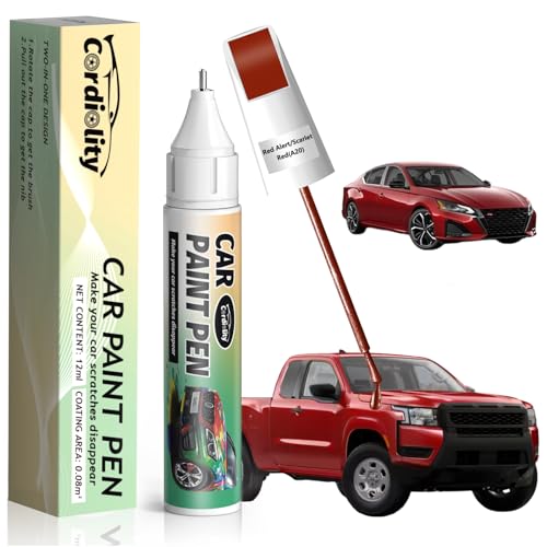 Image of A20 Red Alert /Scarlet Red Touch Up Paint for Nissan, Color Accurate Car Paint Scratch Repair Pen, Quick & Easy Fix Automotive Chips and Nicks