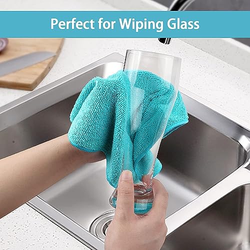 HOMEXCEL Microfiber Cleaning Cloth,150 Pack Cleaning Rags, Cleaning Towels with 4 Color Assorted,11.5"X11.5" Shop Towels (Green/Blue/Yellow/Pink)