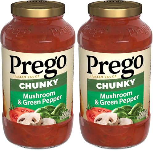 Image of Prego Chunky Mushroom and Green Pepper Pasta Sauce, 23.75 Oz Jar (Pack of 2)