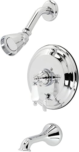 Miniatura 10 de Kingston Brass KB36350PL Grifo de restauración para bañera y ducha con manija de palanca de porcelana, bronce aceitado