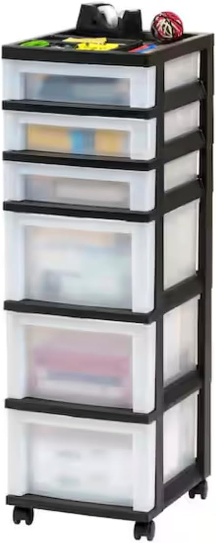 Rolling 6-Drawer Storage Cart with Divided Organizer Top SS66704
