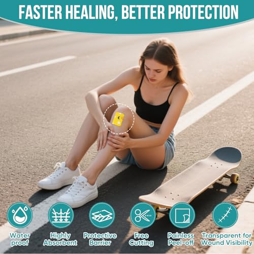 Image of Hydrocolloid Roll for Wound Care, Pimple Patch Roll Tape with Self-Adhesive, Bed Sore Bandages, Highly Absorbent for Burn, Blister, Acne Care, Waterproof (2in x 8ft) -Yellow