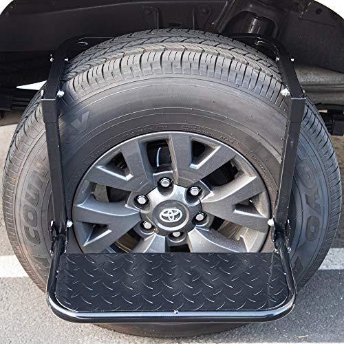 Oxgord Universal Metal Tire Step, Black - Adjustable & Foldable Ladder For Pickup Truck, Semi, Suv, Rv, Non-Slip 300 Lb Capacity #TOP5