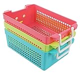 Ggbin Plastic Storage Basket with Handles, Set of 3, 12