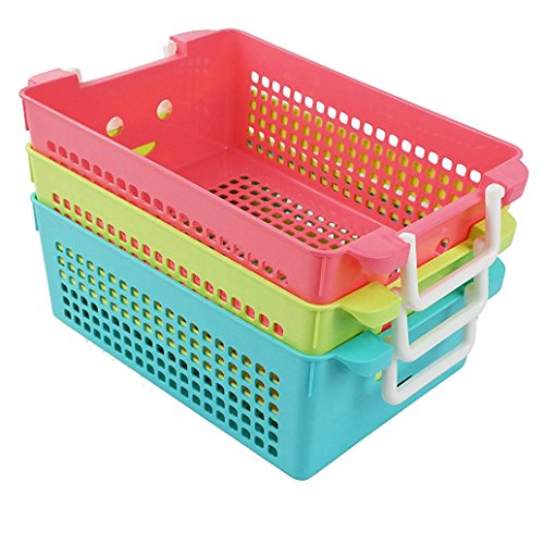 Ggbin Plastic Storage Basket with Handles, Set of 3, 12