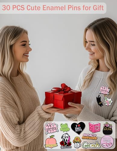 30 PCS Positive Enamel Pins Cute Enamel Pins Bulk Aesthetic Hat Pins for Backpacks, Funny Brooch Lapel Pin Set for Women Bags, Landyards, Shoes4