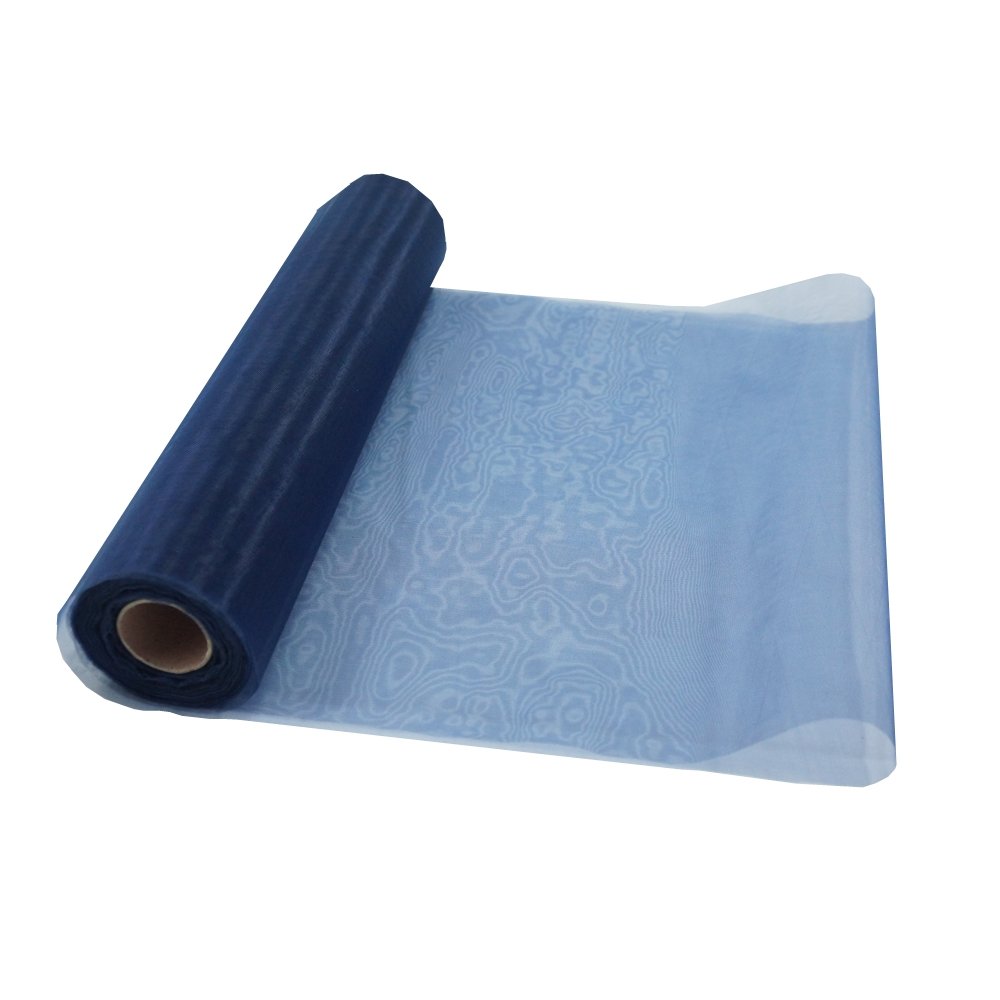 Yiwu AKA 26M X 29CM Organza Roll Sash Fabric Chair Cover Bows Table Runner Sashes Swags for Wedding Party (Navy Blue)