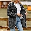 Womens Denim Jackets Long Oversized Jean Jacket Western Boyfriend Button Up Shacket Fall Outfits Coats with Pockets (UK, Alpha, XL, Regular, Regular, 01 Dark Gray) #4