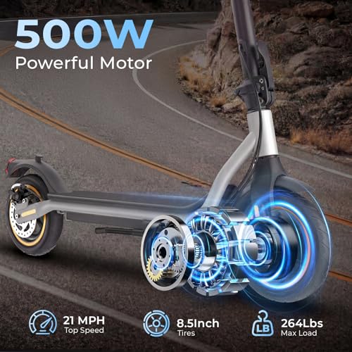 Image of Electric Scooter - Electric Scooter Adults, 1000W /500W Motor, 25 /21 /18 MPH, 10'' /8.5'' Tires, 28 /23 /21 Miles, APP Control, Dual Brake, Long Range Electric Scooter for Gift