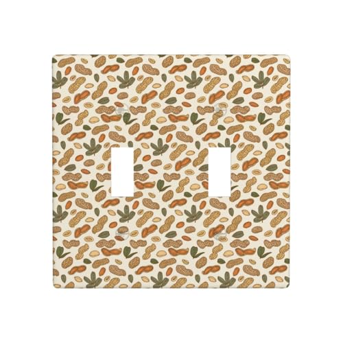 Placca di copertura per interruttore a levetta, 2 piastre da parete di dimensioni standard 11,4 x 11,4 cm, set con doppia piastra di copertura per interruttore della luce a forma di arachide