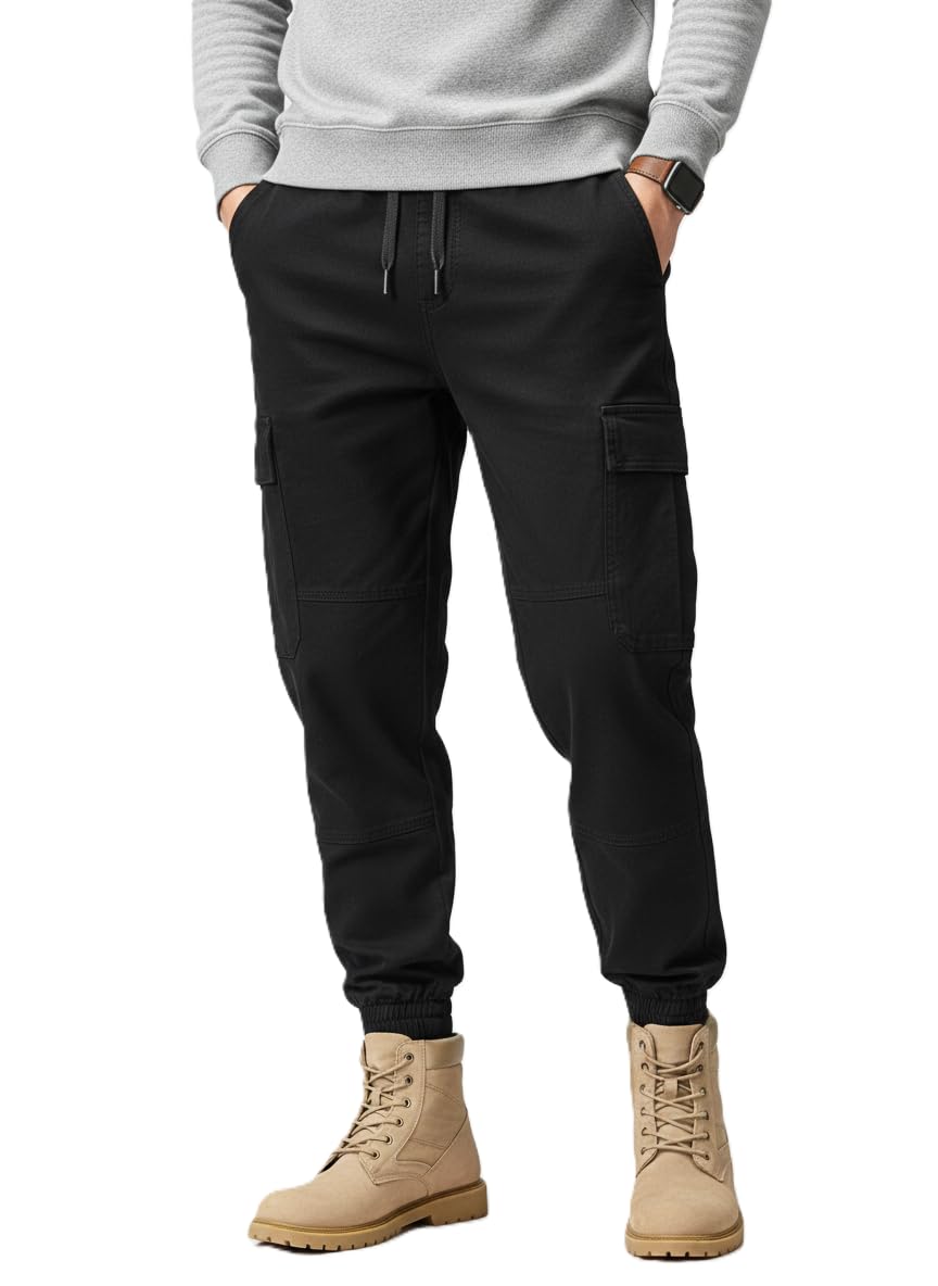 leriya fashion Men's Cargo Pants with 6 Pockets, Premium Cotton Drawstring Trousers, Comfortable Casual Workwear Joggers, Stretchable Track Pants for Office and Parties-picture-17