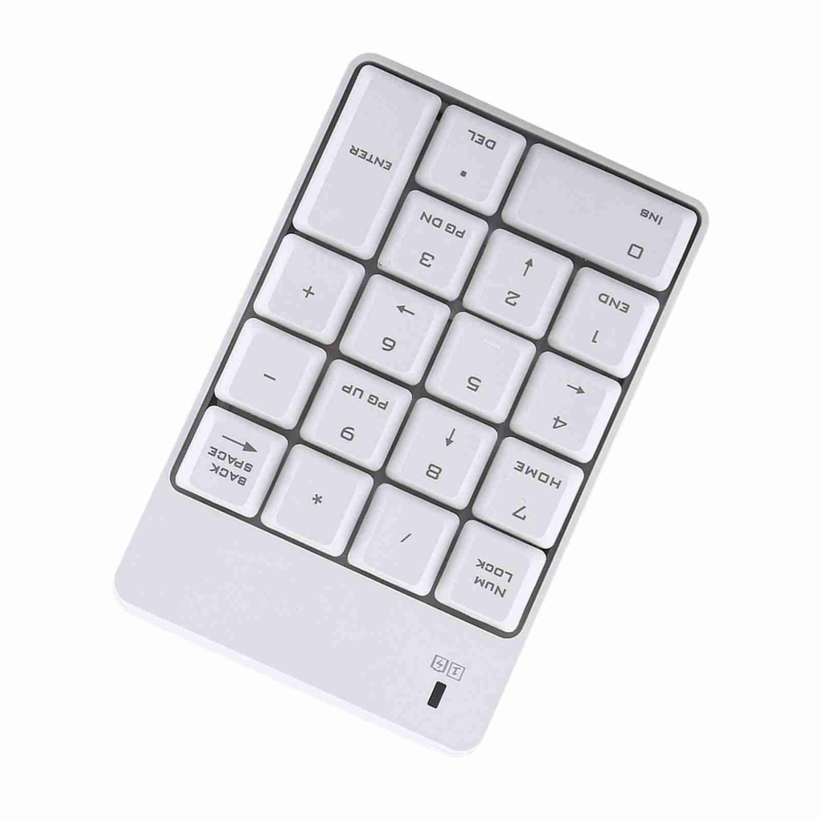 Teclado Numérico USB Inalámbrico de 2,4 GHz Teclado Numérico Número 18 Teclas Mini Teclado Portátil con Receptor USB para Computadora Portátil PC de Escritorio Batería No (Blanco)
