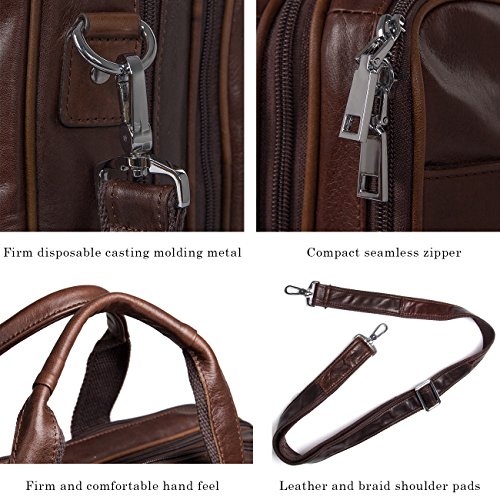 Augus Business Travel Briefcase Genuine Leather Duffel Bags for Men Laptop Bag fits 15.6 inches Laptop - Image 6