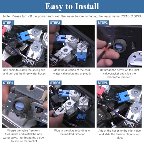 Image of 5221ER1003S Washer Water Inlet Valve Compatible with kenmore: WKE100HVA, WM4000HBA, WM3400CW, WM4000HWA, WM3470CW etc, Replace 4869496, AP6798394, PS12587936, EAP12587936, PD00057211 etc