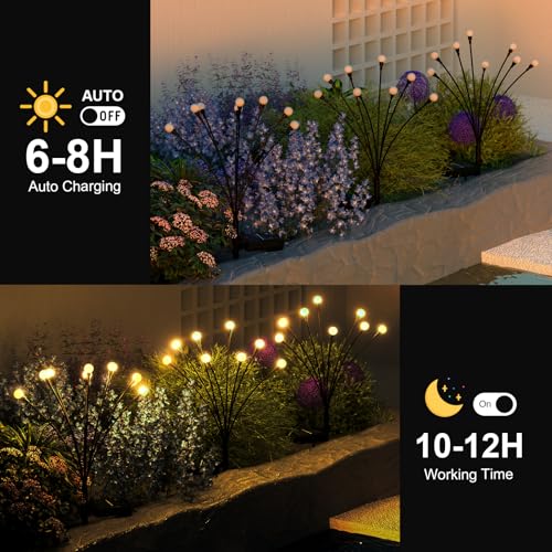 Solar Lights Outdoor - Upgraded 4-Pack of 32 LEDs Solar Garden Light,IP65 Waterproof Outdoor Decor Solar Firefly Lights for Yard,Pathway Decoration,Unique Gifts for Women and Grandma (Warm White) by Urllyia - Image 6