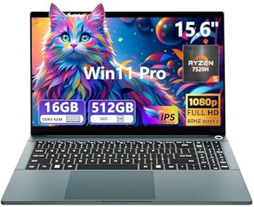 2025 Laptop Computer,15.6 inch Gaming Laptop, Ryzen 5 7520H, Radeon Graphics, 16 GB RAM,512GB SSD, Wi-Fi 5, Long Battery Life, Win 11 Pro & Offic, Backlit Keyboard,ryzen 5 laptops