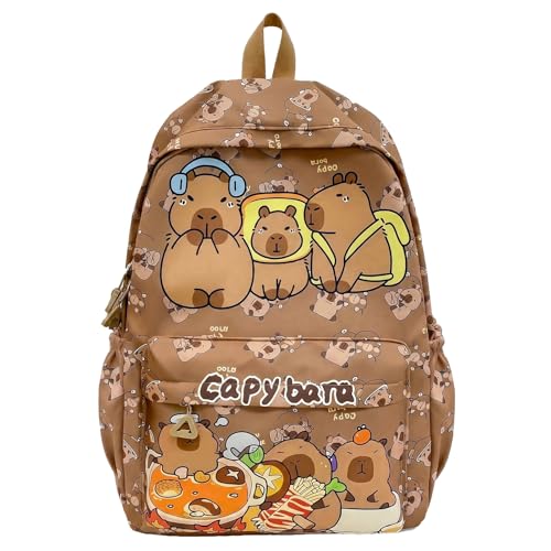 KxrTpx Capybara Backpack Capybara Bag for School Capybara Lunch Bag Animal Backpack for Daily Use Brown One Size