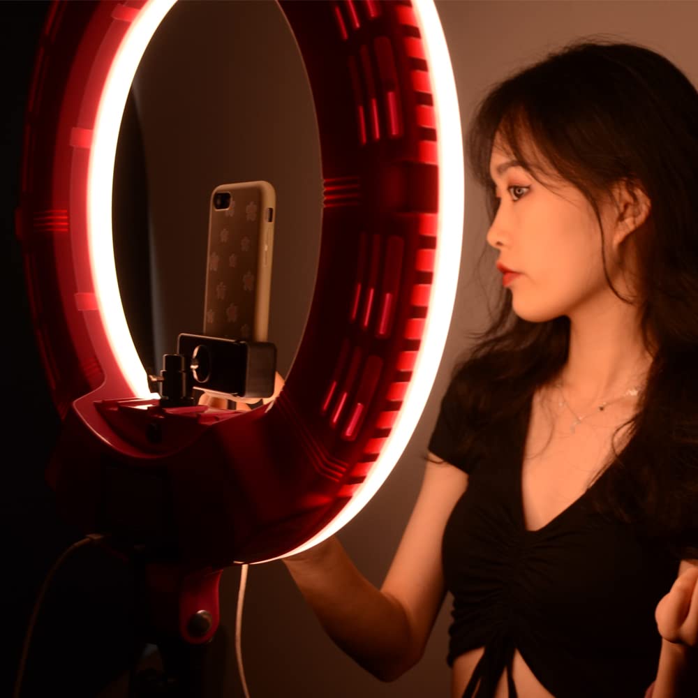 18 pollici 96W display digitale dimmerabile regolabile 9990K LED anello lampada Kit,con 3 supporti coldshoe,illuminazione per fotocamera smartphone ritratto selfie Foto video studio